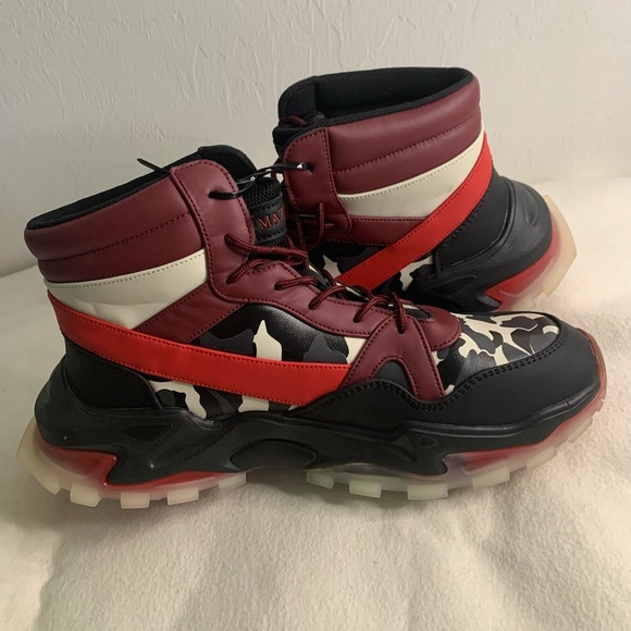 Mazino Wonderstone Sneakers Fashion Camo Sz 11 Mens High Top Burgundy 175 - Picture 2 of 15